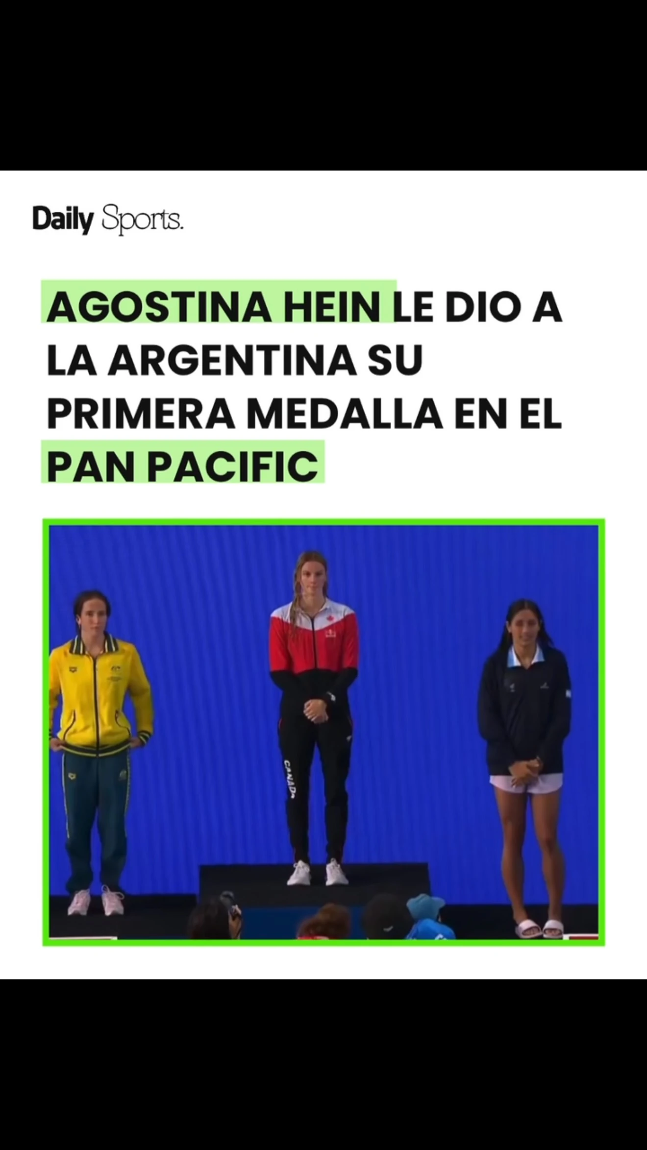 Agostina Hein logra bronce histórico en los Pan Pacific Championships