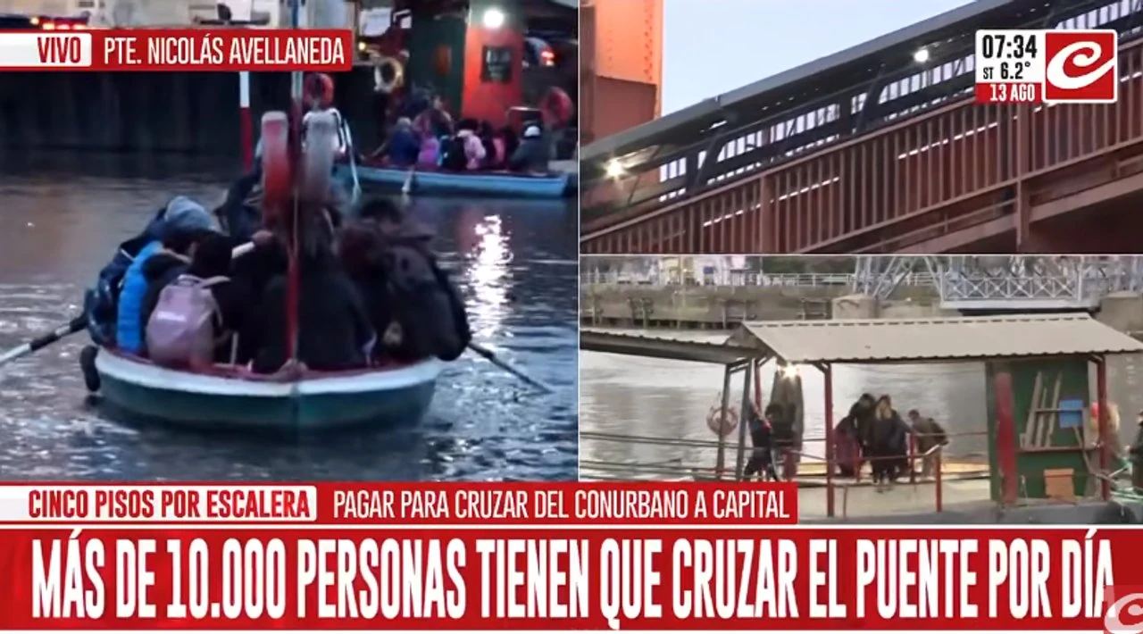 Diez mil personas cruzan el Riachuelo en bote por fallas en el Puente Avellaneda
