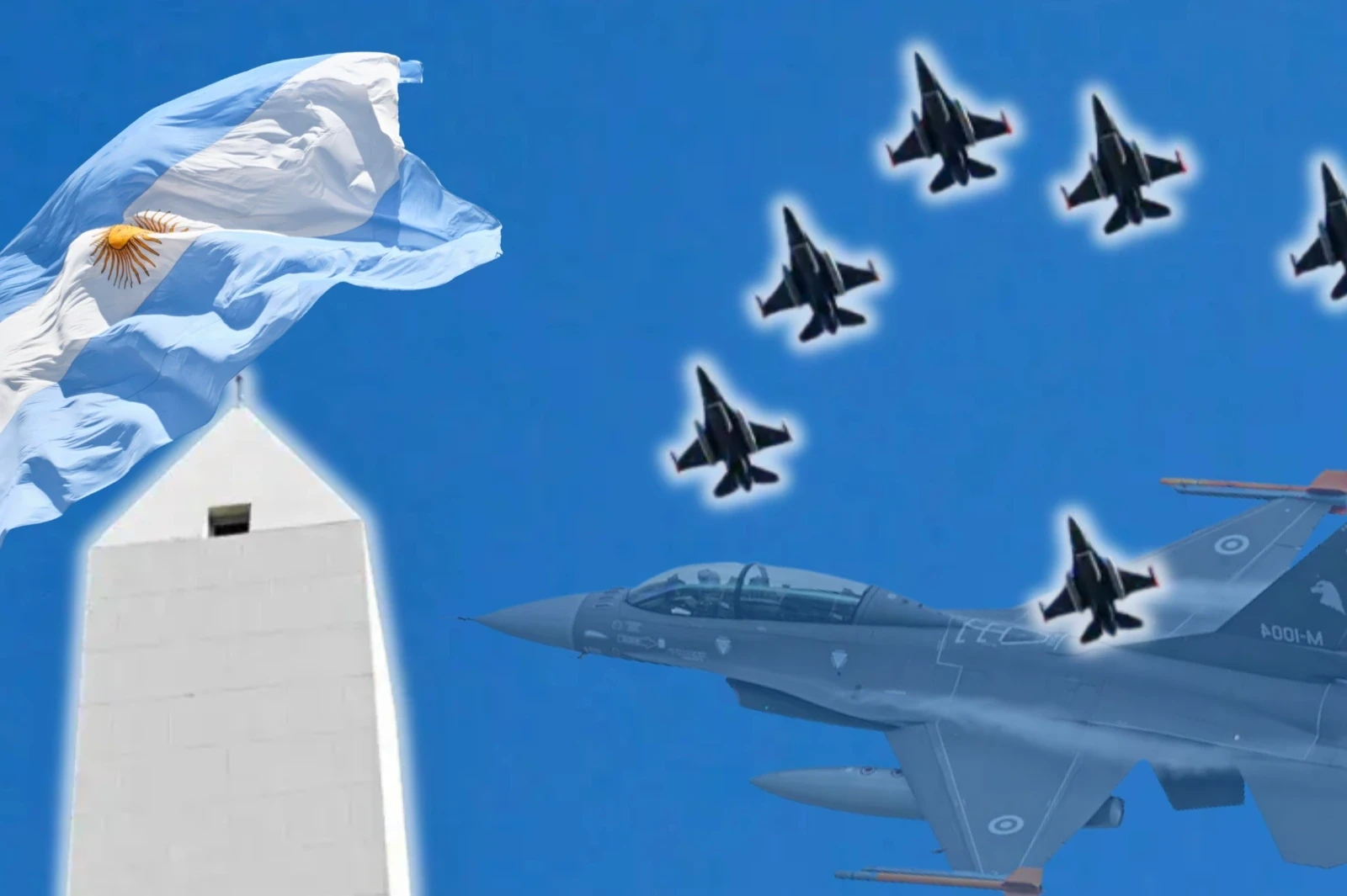 F-16 sobrevolaron Buenos Aires en el 114° aniversario de la Escuela de Aviación Militar