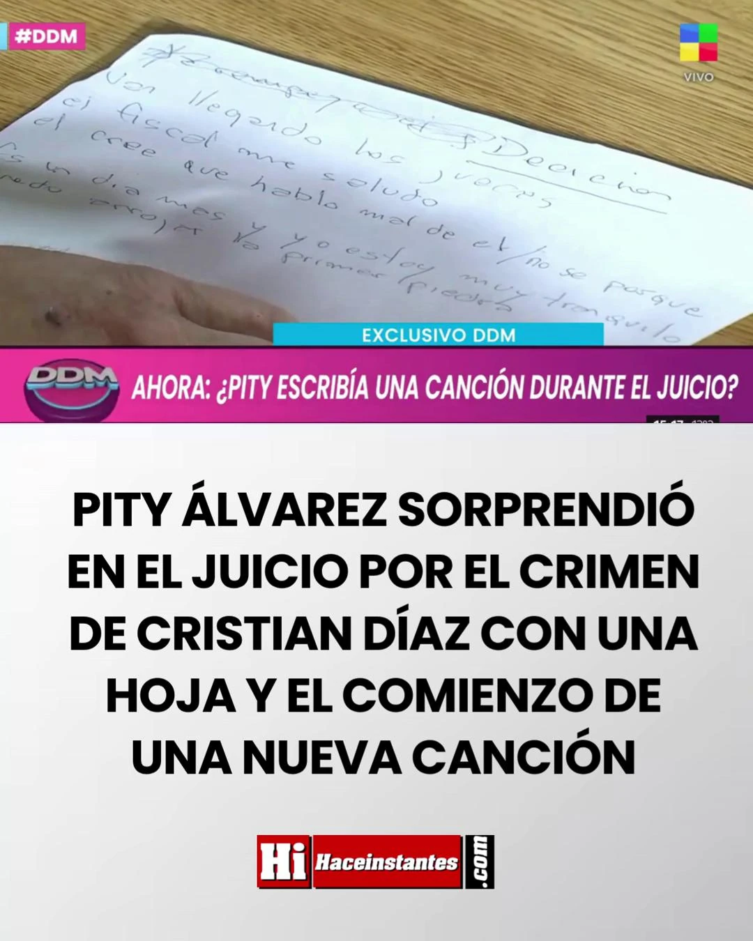 Pity Álvarez genera sorpresa en su juicio con dibujo y letras en su hoja